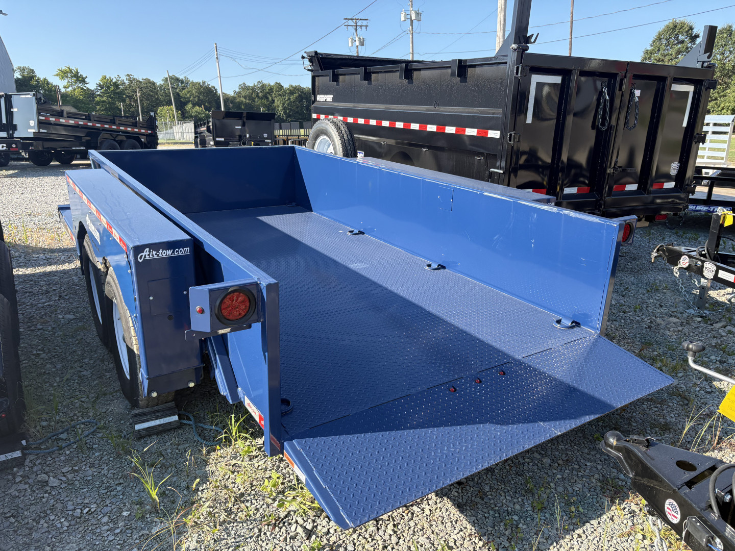 New 2024 Air Tow 75"X14' HYDRAULIC DROP DECK UTILITY BED TRAILER Equipment Trailer
