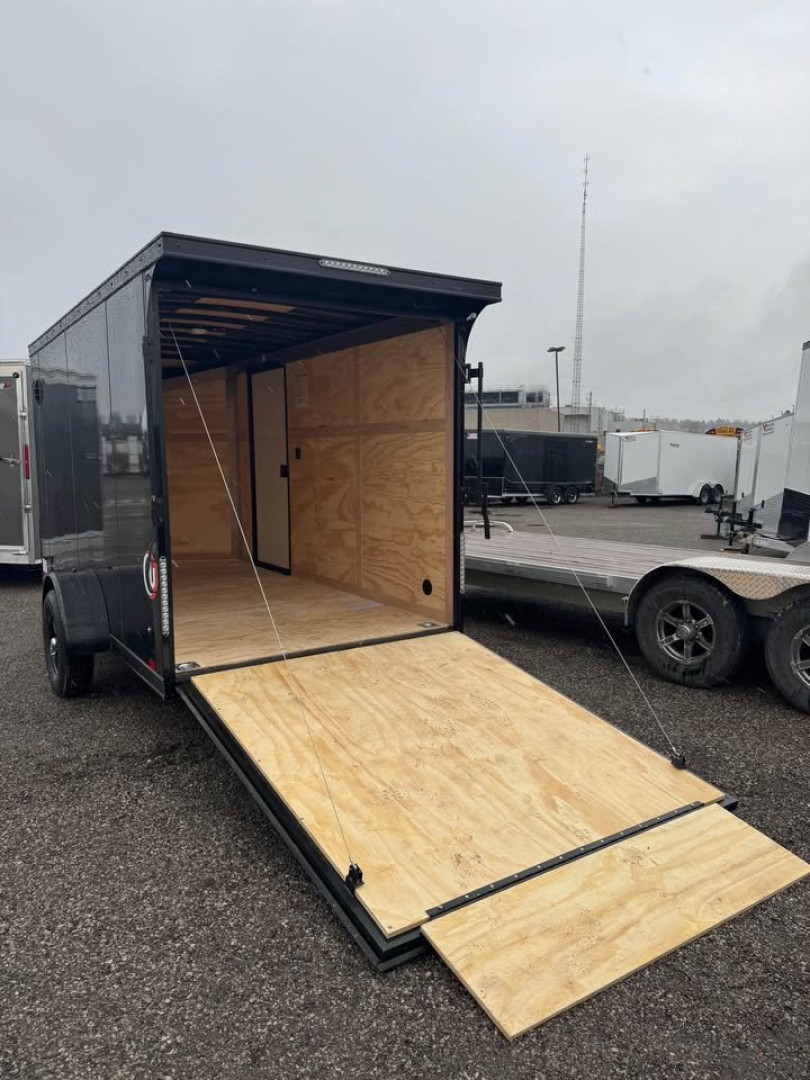 New 2025 6x12 Enclosed Trailer with rear spoiler
