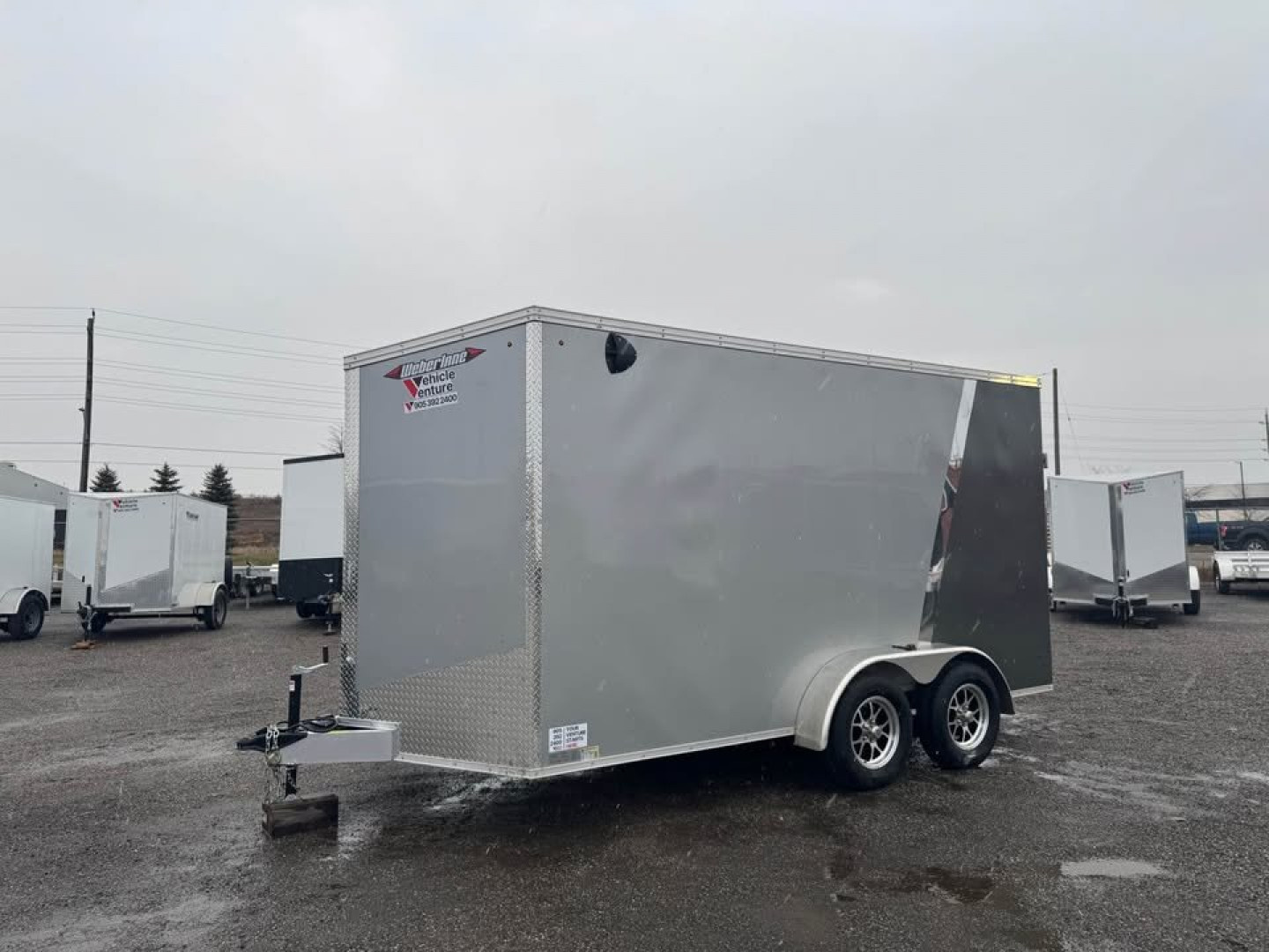 New 2025 7x14 + 2' V-Nose Enclosed Aluminum Trailer