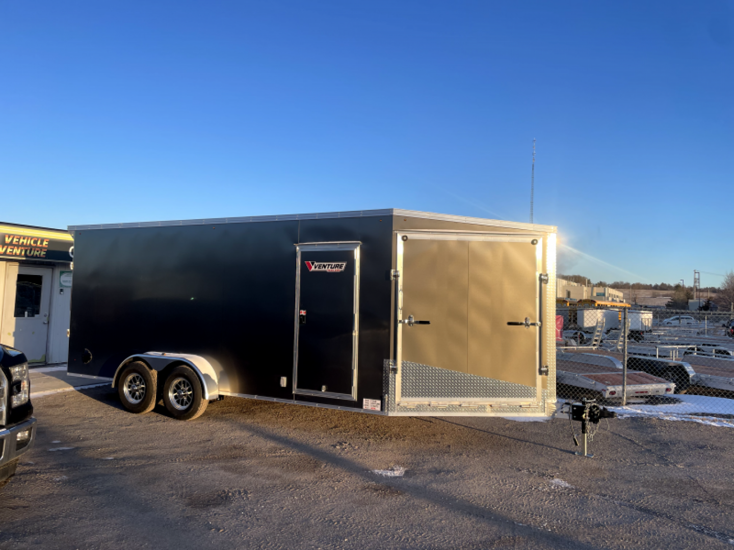 Used 7x18 + 5' V-Nose Enclosed Rental Trailer