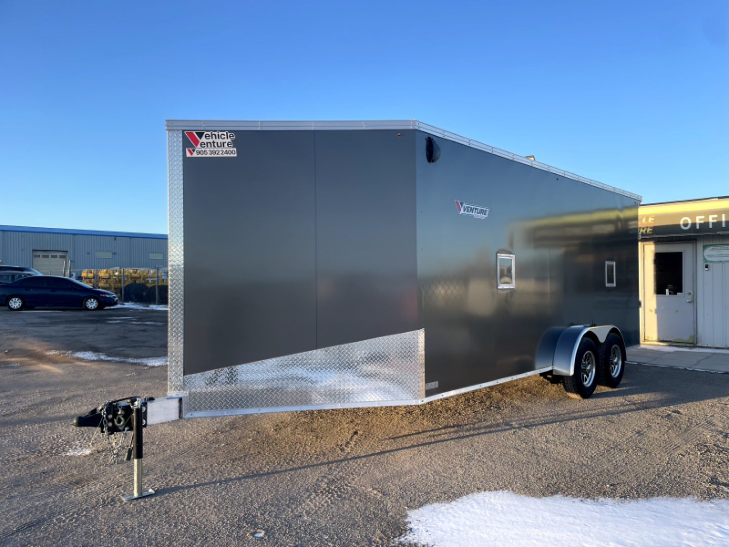 Used 7x18 + 5' V-Nose Enclosed Rental Trailer