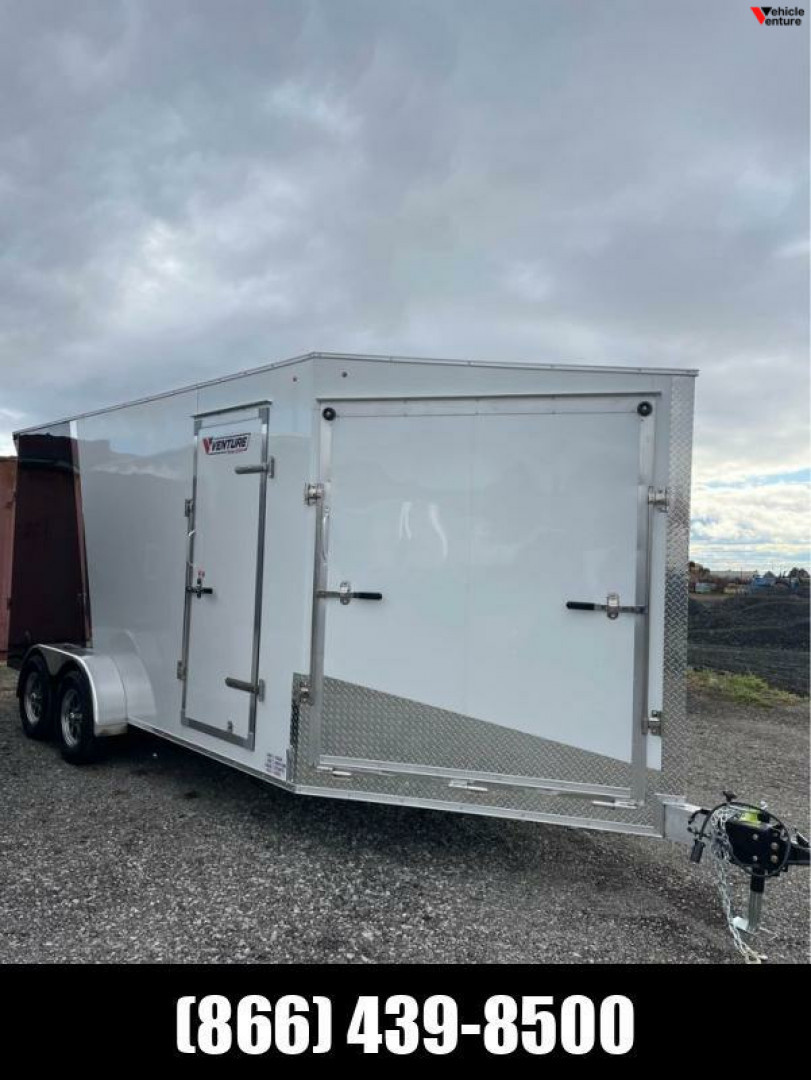 New 2024 7x21 (7x16 + 5' V-Nose) Aluminum Drive in Drive out Enclosed Trailer