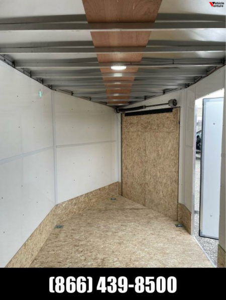 New 2024 7x21 (7x16 + 5' V-Nose) Aluminum Drive in Drive out Enclosed Trailer