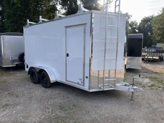New 2025 STEALTH 7x14 Contractor Enclosed with ladder barn door
