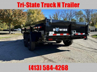 New 2025 Bwise 7x16 Dump Trailer w/ramps and barn doors