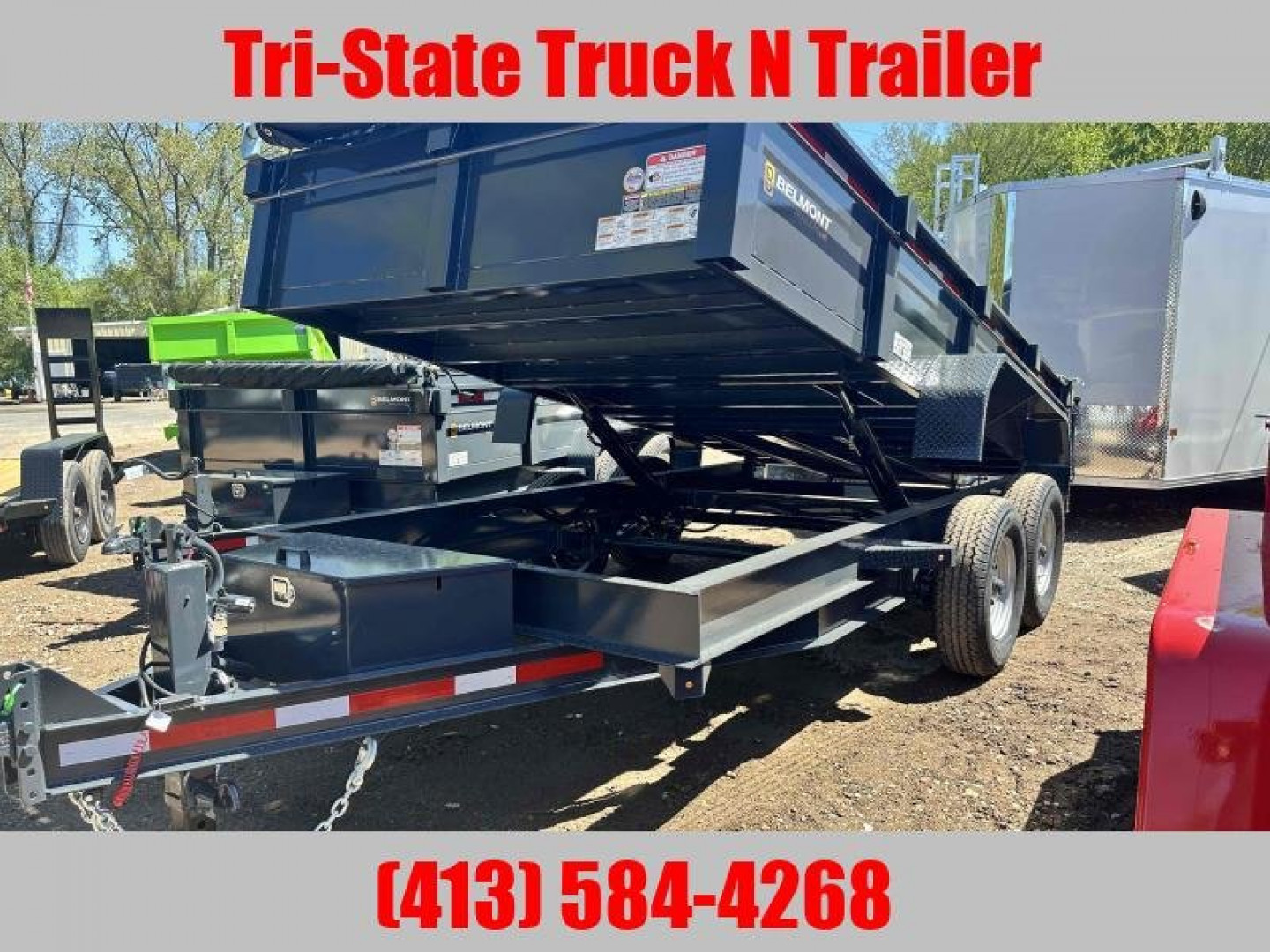 New 2025 Belmont 7x14 15400 GVW Dump trailer ramps, barn doors tarp