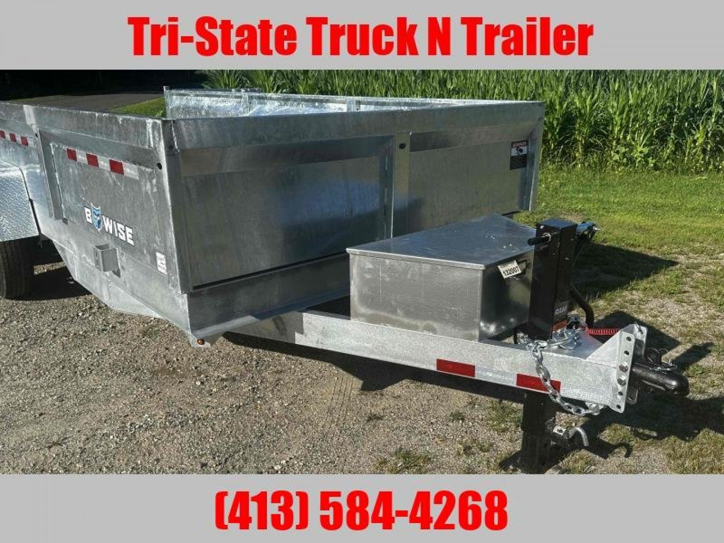 New 2025 Bwise Galvanized 7x16 14K GVW Dump Trailer w/ramps and barn doors