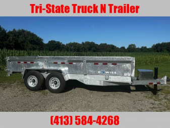 New 2025 Bwise Galvanized 7x16 14K GVW Dump Trailer w/ramps and barn doors