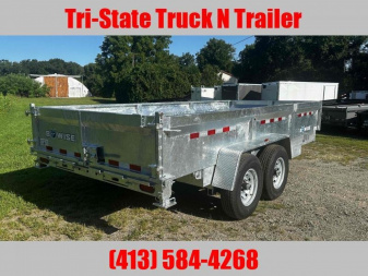 New 2025 Bwise Galvanized 7x16 14K GVW Dump Trailer w/ramps and barn doors