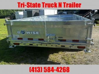New 2025 Bwise Galvanized 7x16 14K GVW Dump Trailer w/ramps and barn doors