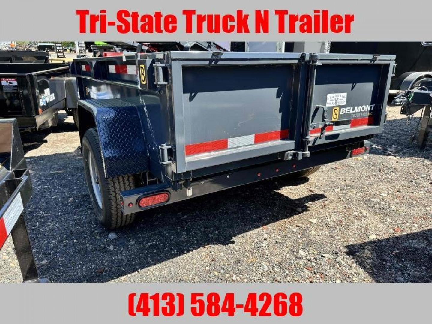 New 2025 Belmont 5x8 5K GVW Dump Trailer Barn doors