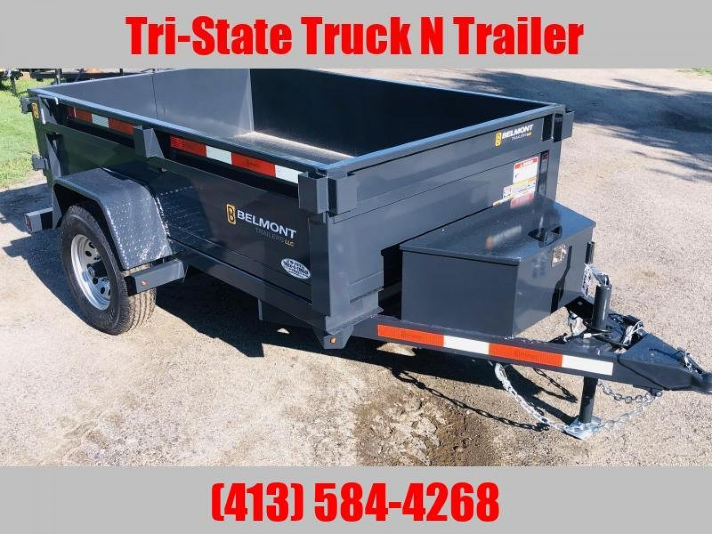 New 2025 Belmont 5x8 5K GVW Dump Trailer Barn doors