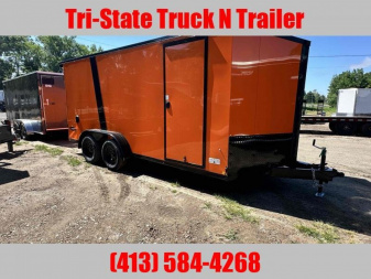 New 2025 LOOK 7x16 Blackout Enclosed Orange trailer