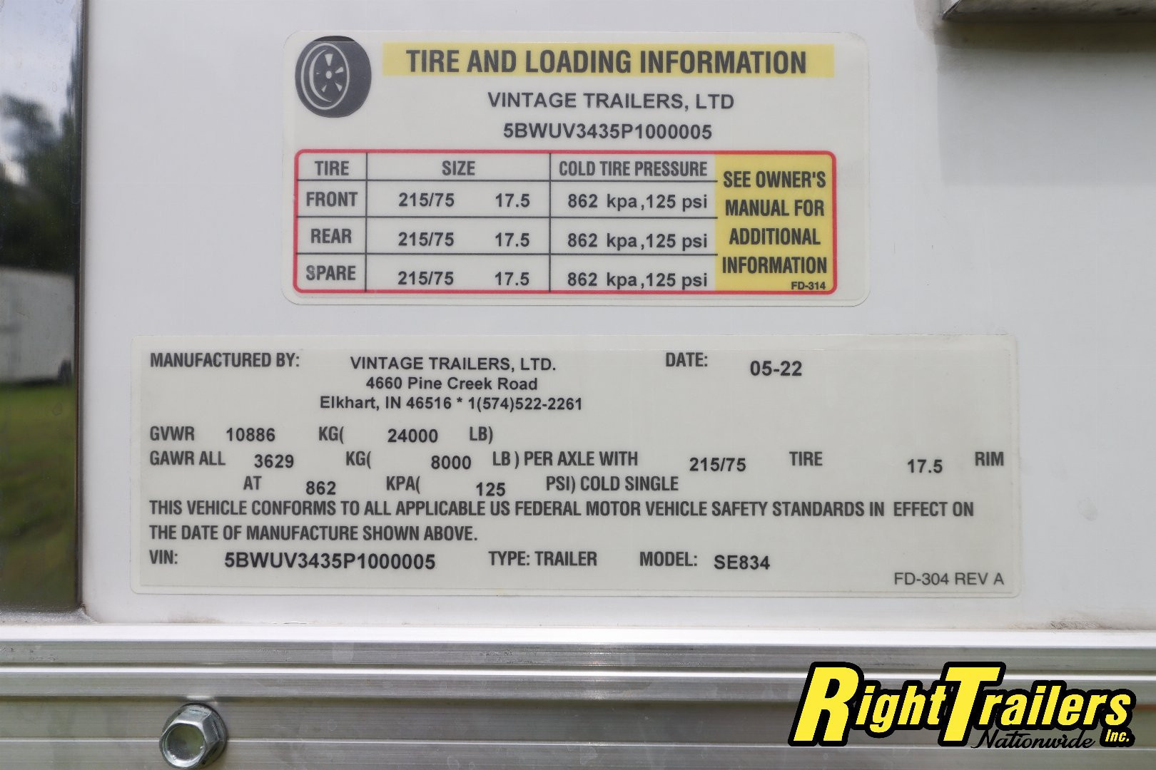 Used 2023 8.5X34 Vintage Trailers Stacker
