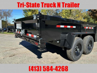 New 2024 Bwise Bri-Mar DT 7x16 LPHD-14 Dump Trailer w/ramps and barn doors