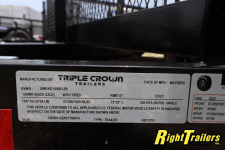 New 2025 6X12 Triple Crown Utility Trailer