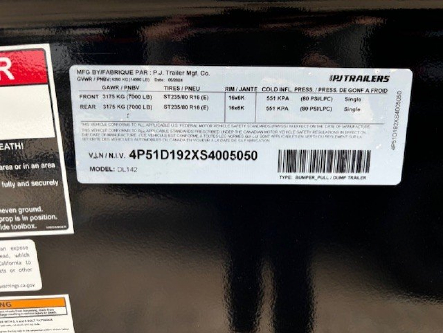 New 2025 PJ Trailers 14ft Dump Trailer