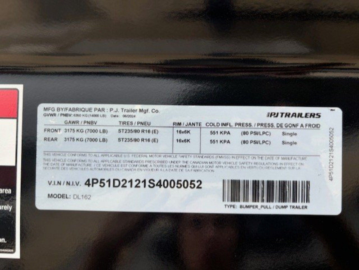 New 2025 PJ Trailers 16ft DL Dump Trailer