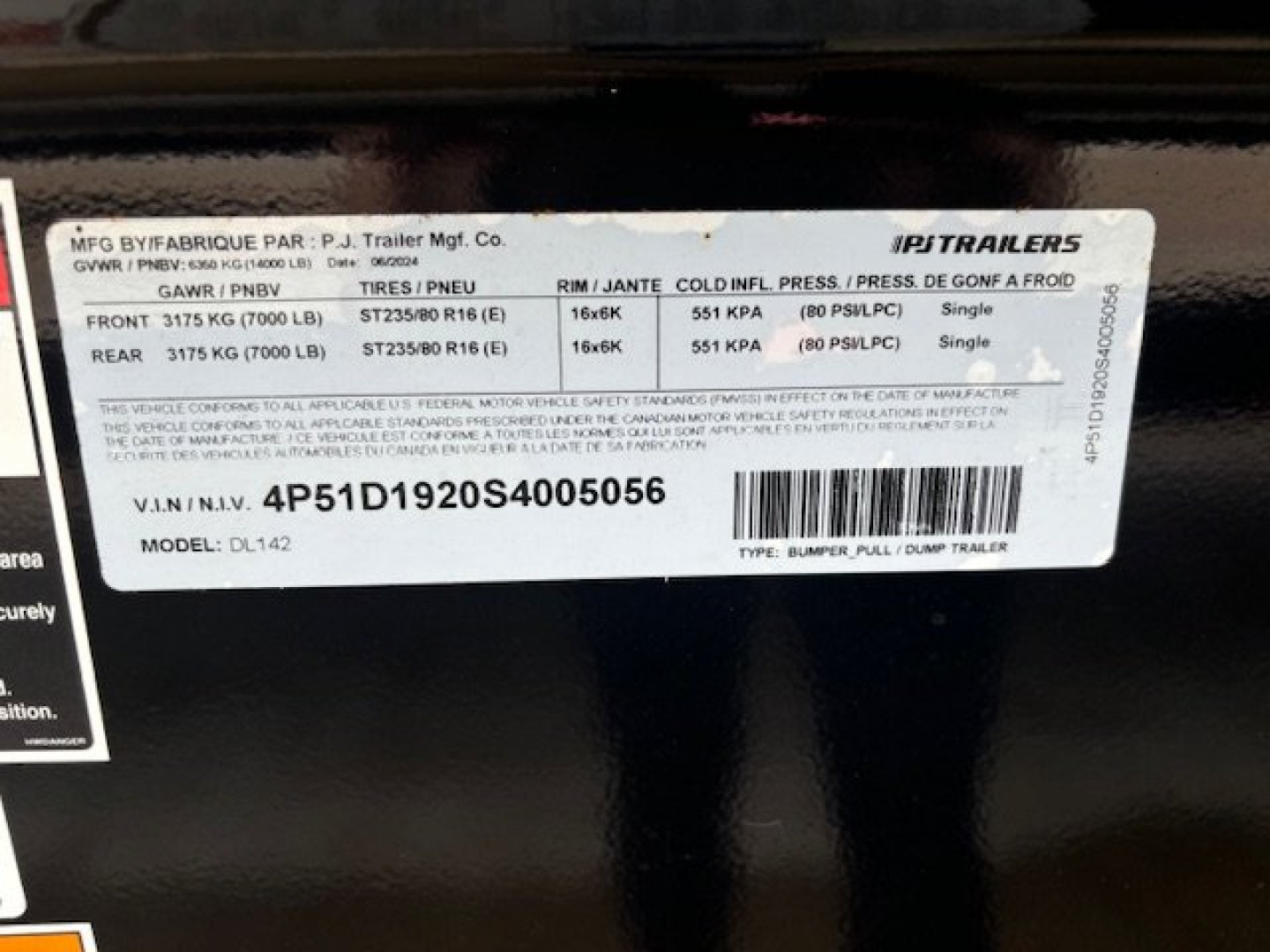 New 2025 PJ Trailers DL 14' Dump Trailer