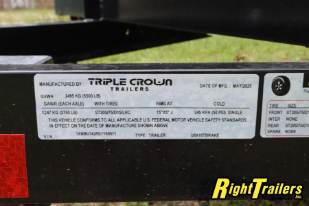 New 2025 6X16 Triple Crown Utility Trailer