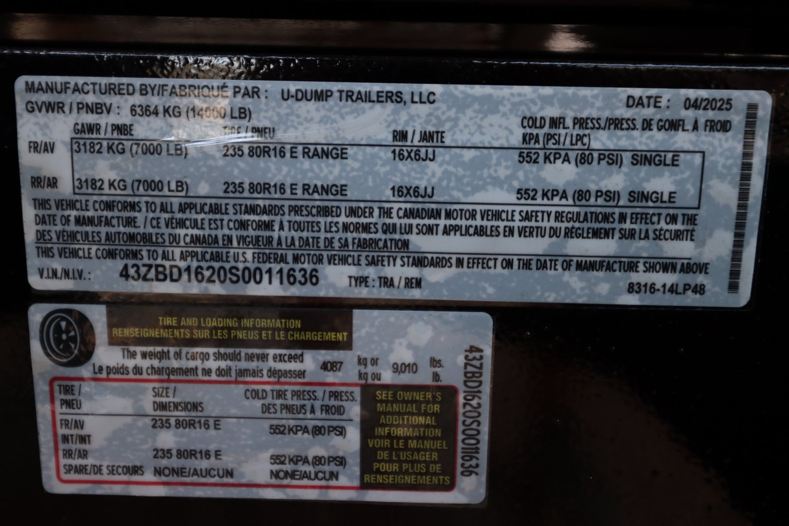 New 2025 7X16 U-DUMP Dump Trailer