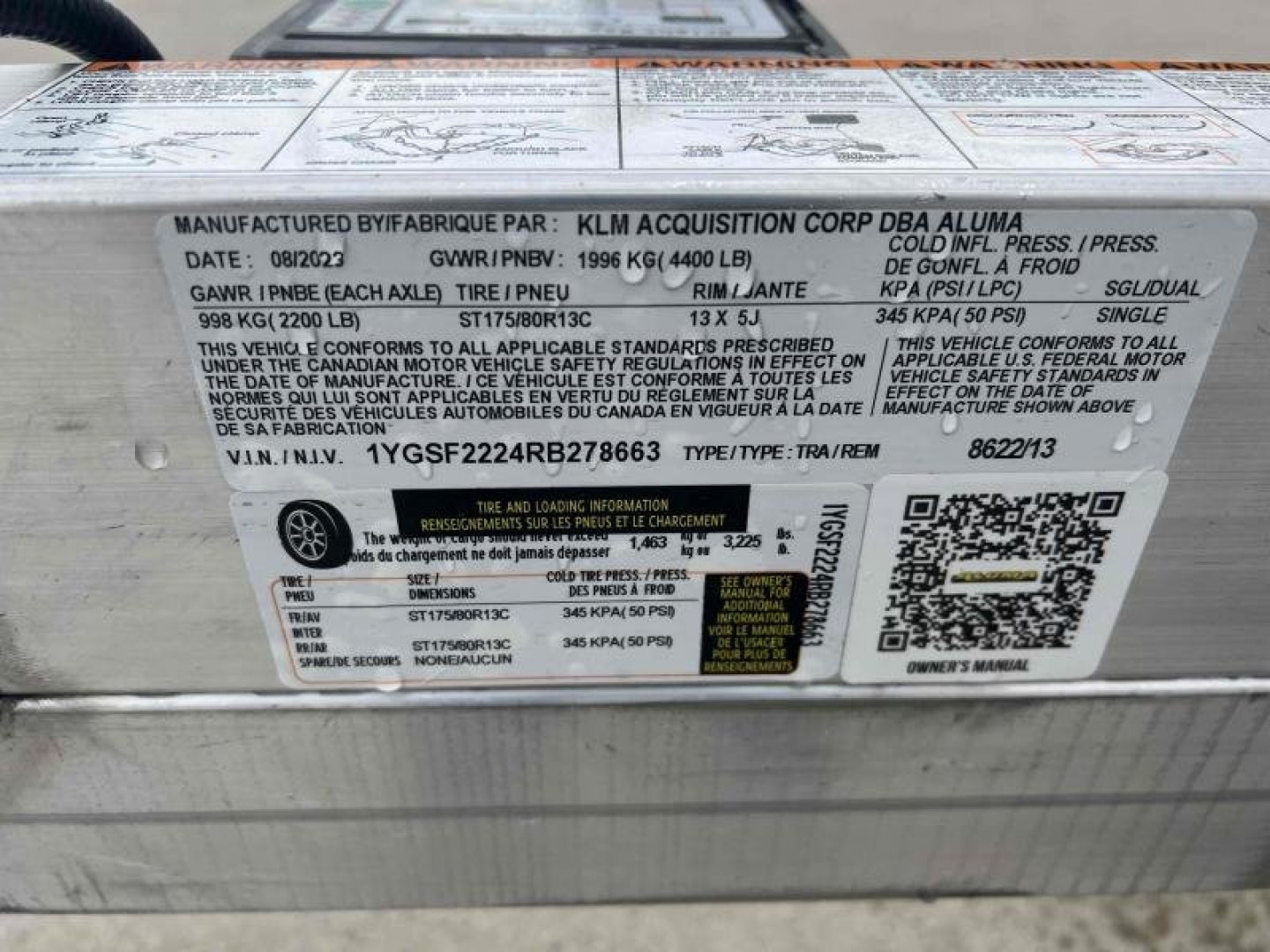 New 2024 Aluma 8622-TA-EL-R-13A -Snowmobile Trailer - 663