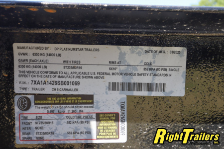 New 2025 7X20 DP Platinum Star Equipment Trailer