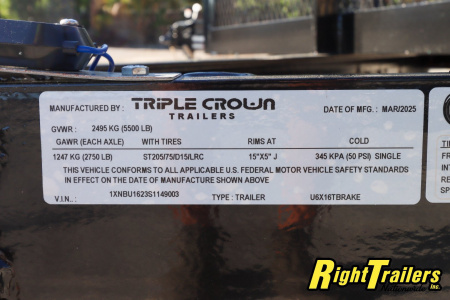 New 2025 6X16 Triple Crown Utility Trailer