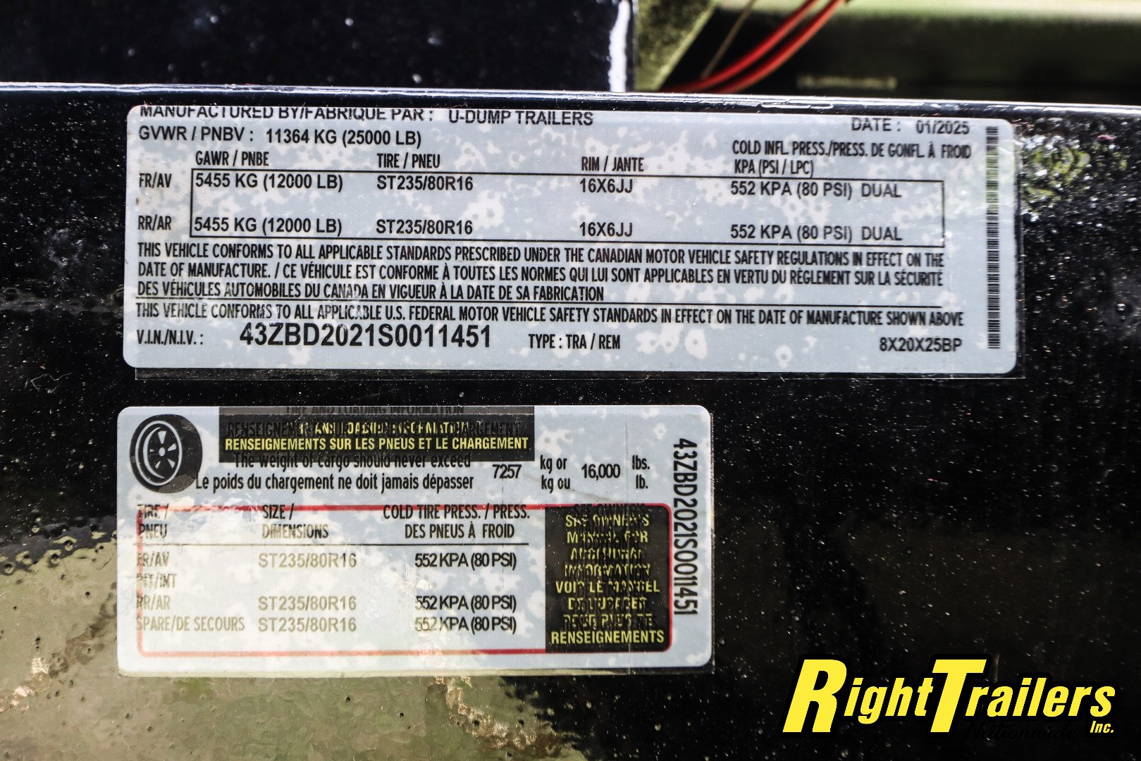 New 2025 8X20 U-DUMP DUMP TRAILER