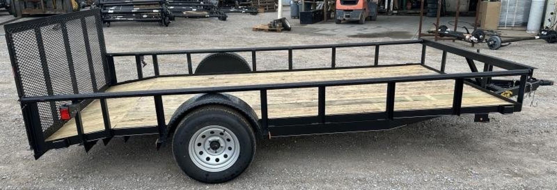 New 2025 Road Boss 83"x14' Single Axle Pipe Top, Dove & 3' Gate Utility Trailer