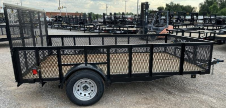 New 2025 Road Boss 83"x12' Single Axle 2' Mesh Sides & 4' gate Utility Trailer
