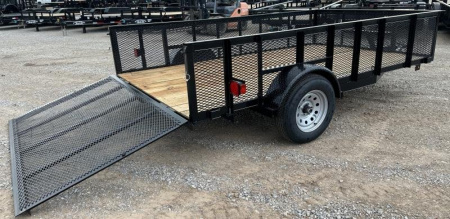 New 2025 Road Boss 83"x12' Single Axle 2' Mesh Sides & 4' gate Utility Trailer