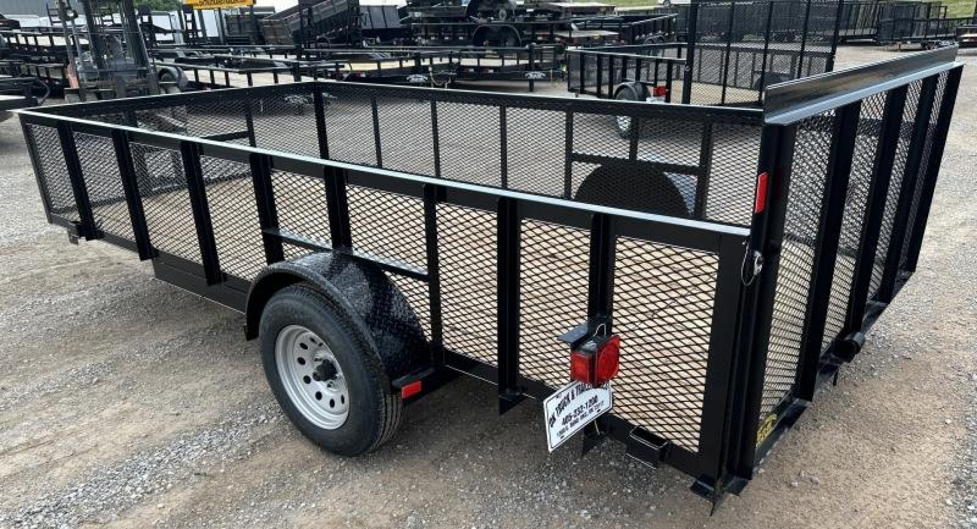 New 2025 Road Boss 83"x14' Single Axle, 2' mesh sides, dove & 3' gate Utility Trailer