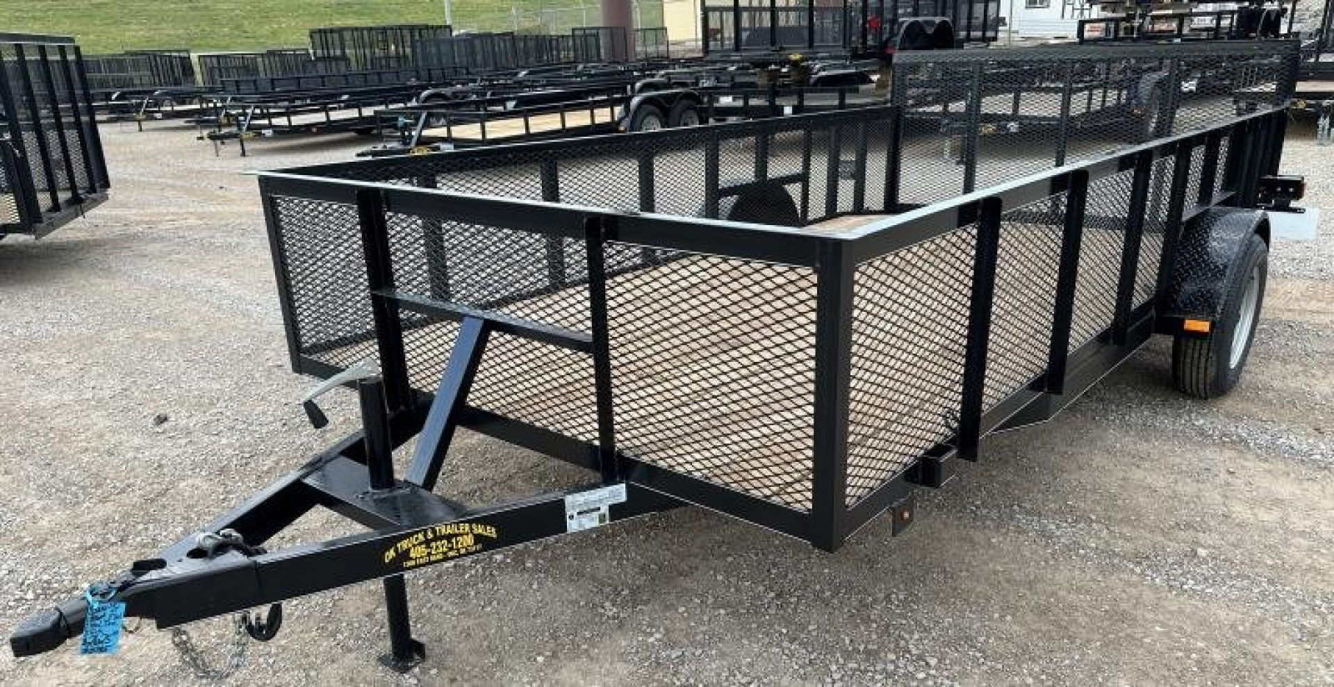 New 2025 Road Boss 83"x14' Single Axle, 2' mesh sides, dove & 3' gate Utility Trailer