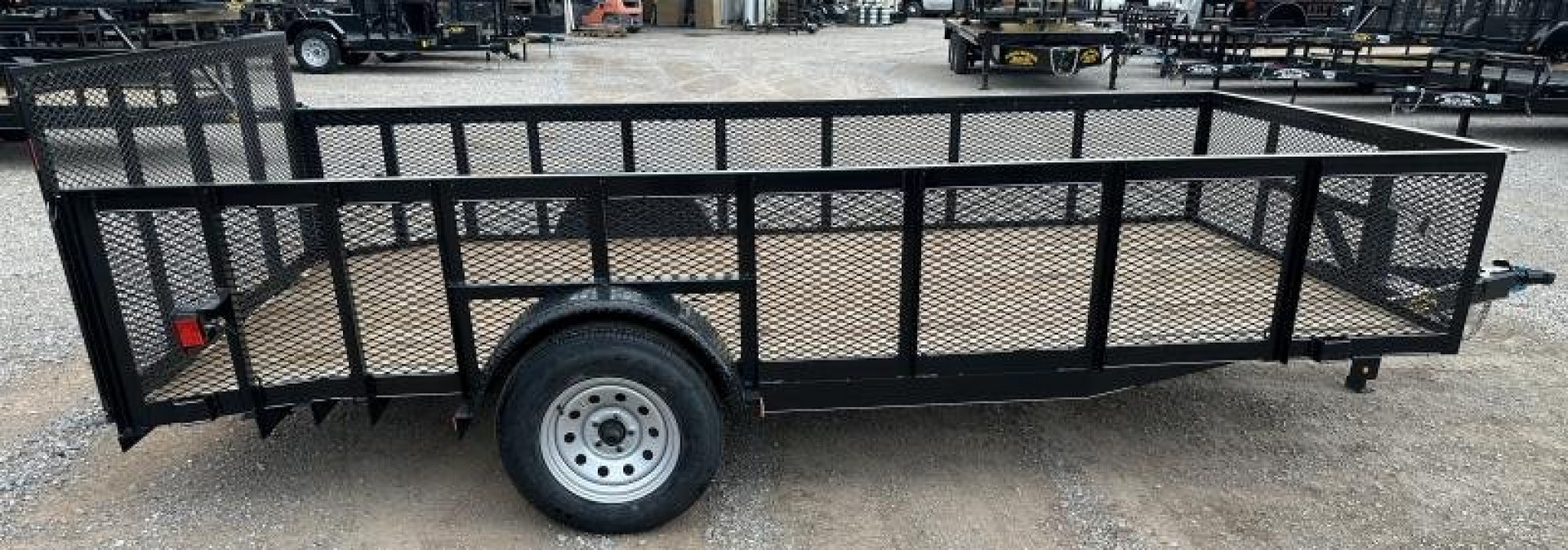 New 2025 Road Boss 83"x14' Single Axle, 2' mesh sides, dove & 3' gate Utility Trailer
