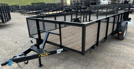 New 2025 Road Boss 83"x14' Single Axle, 2' mesh sides, dove & 3' gate Utility Trailer