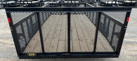 New 2025 Road Boss 83"x14' Single Axle, 2' mesh sides, dove & 3' gate Utility Trailer
