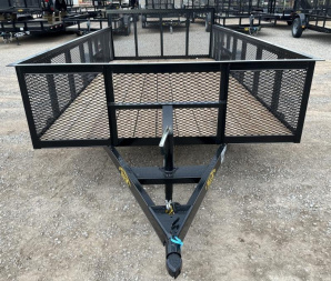 New 2025 Road Boss 83"x14' Single Axle, 2' mesh sides, dove & 3' gate Utility Trailer