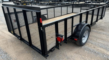 New 2025 Road Boss 83"x14' Single Axle, 2' mesh sides, dove & 3' gate Utility Trailer