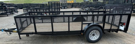 New 2025 Road Boss 83"x14' Single Axle, 2' mesh sides, dove & 3' gate Utility Trailer