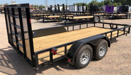 New 2025 Road Boss 83x16 Tandem Axle 4'gate with ramps in gate Utility Trailer