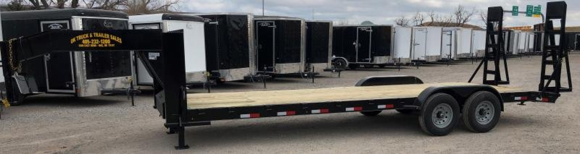 New 2025 Road Boss 83"x24' Tandem Axle Gooseneck No Rail Stand Up Ramp Equipment Trailer