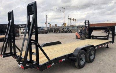 New 2025 Road Boss 83"x24' Tandem Axle Gooseneck No Rail Stand Up Ramp Equipment Trailer