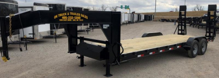 New 2025 Road Boss 83 x24' Tandem Axle Gooseneck No Rail Stand Up Ramp Equipment Trailer
