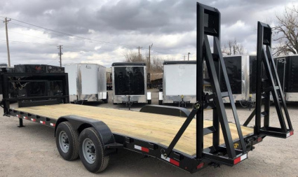 New 2025 Road Boss 83"x24' Tandem Axle Gooseneck No Rail Stand Up Ramp Equipment Trailer