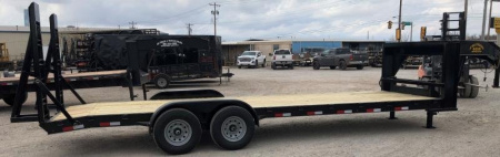 New 2025 Road Boss 83"x24' Tandem Axle Gooseneck No Rail Stand Up Ramp Equipment Trailer