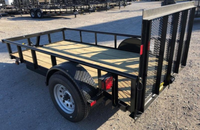 New 2025 Road Boss 5'X10' Single Axle, 3' Gate, Dove, Pipe Top Rail Utility Trailer