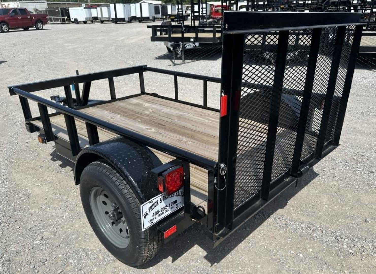 New 2025 Road Boss 5x8 Single Axle, Pipe Rail, Dove, 3' Gate Utility Trailer
