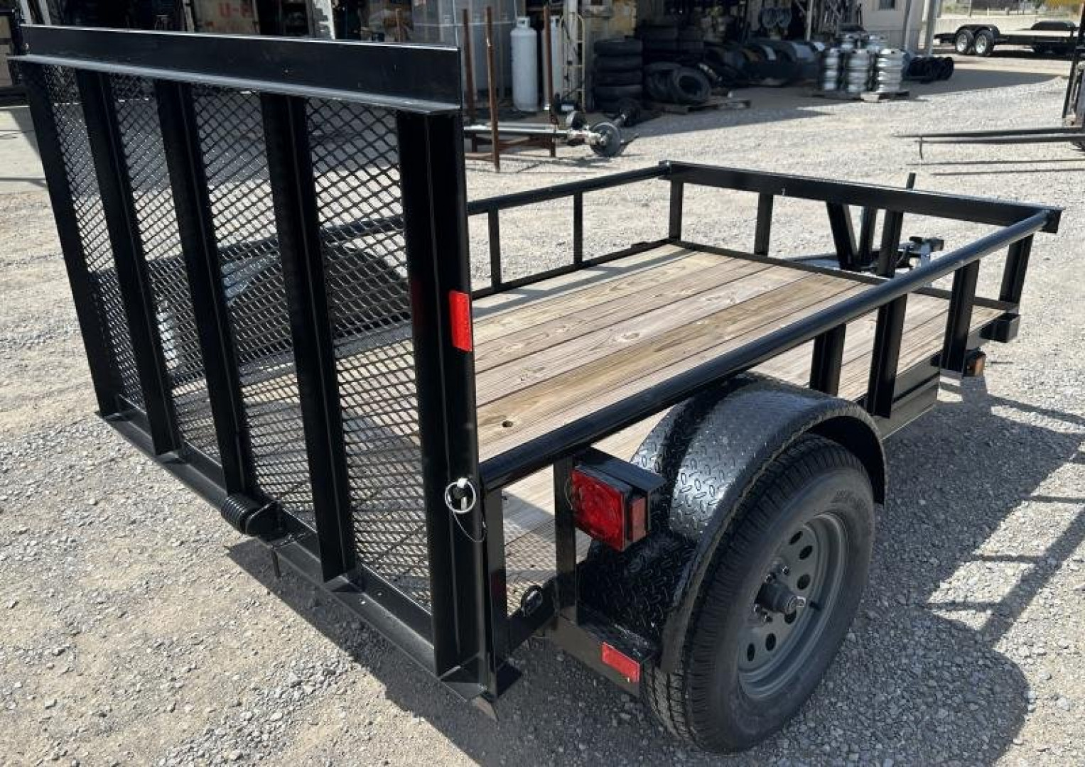New 2025 Road Boss 5x8 Single Axle, Pipe Rail, Dove, 3' Gate Utility Trailer