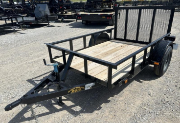 New 2025 Road Boss 5x8 Single Axle, Pipe Rail, Dove, 3' Gate Utility Trailer